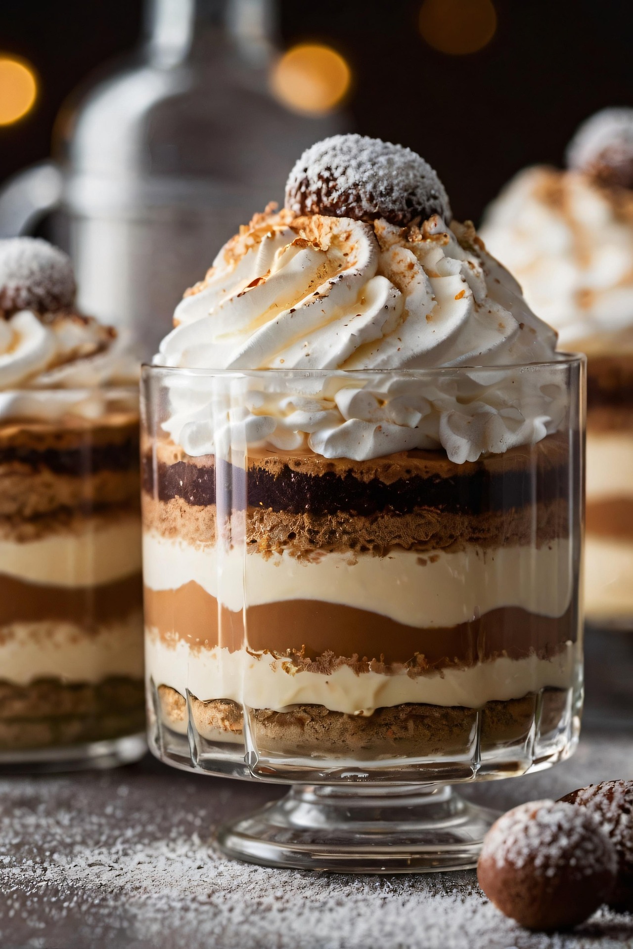 A beautiful layer cake with caramel drip